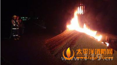山东济青高速大货车轮胎爆炸起火