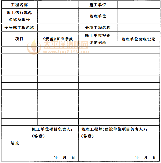 表C.0.1 消防给水及消火栓系统施工过程质量检查记录