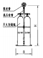 双排瓶组钢瓶侧视图