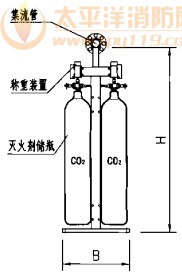 双排钢瓶侧视图