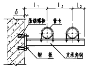 沿墙(柱)安装双管托架图(DN15~DN40)