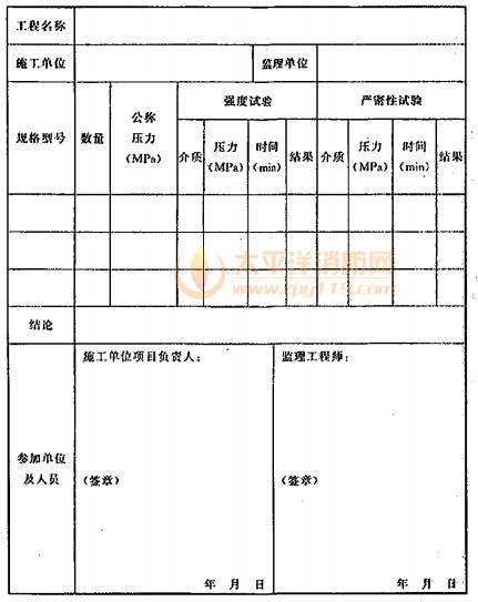 阀门的强度和严密性试验记录