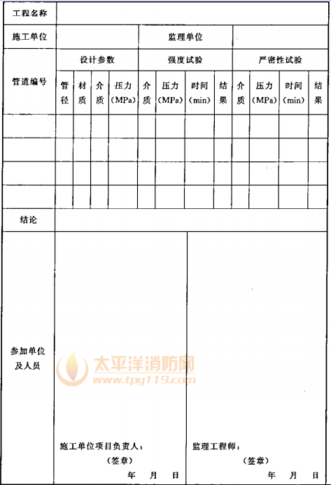 表B.0.2-5 管道冲洗记录