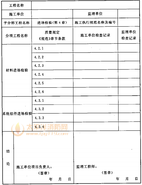 B.0.2-1 泡沫灭火系统施工过程检查记录