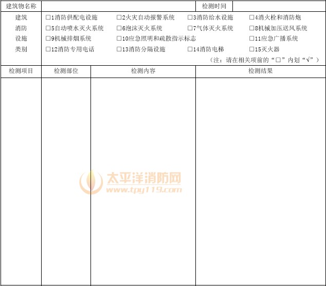 建筑消防设施检测记录表