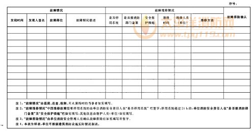 建筑消防设施故障维修记录表